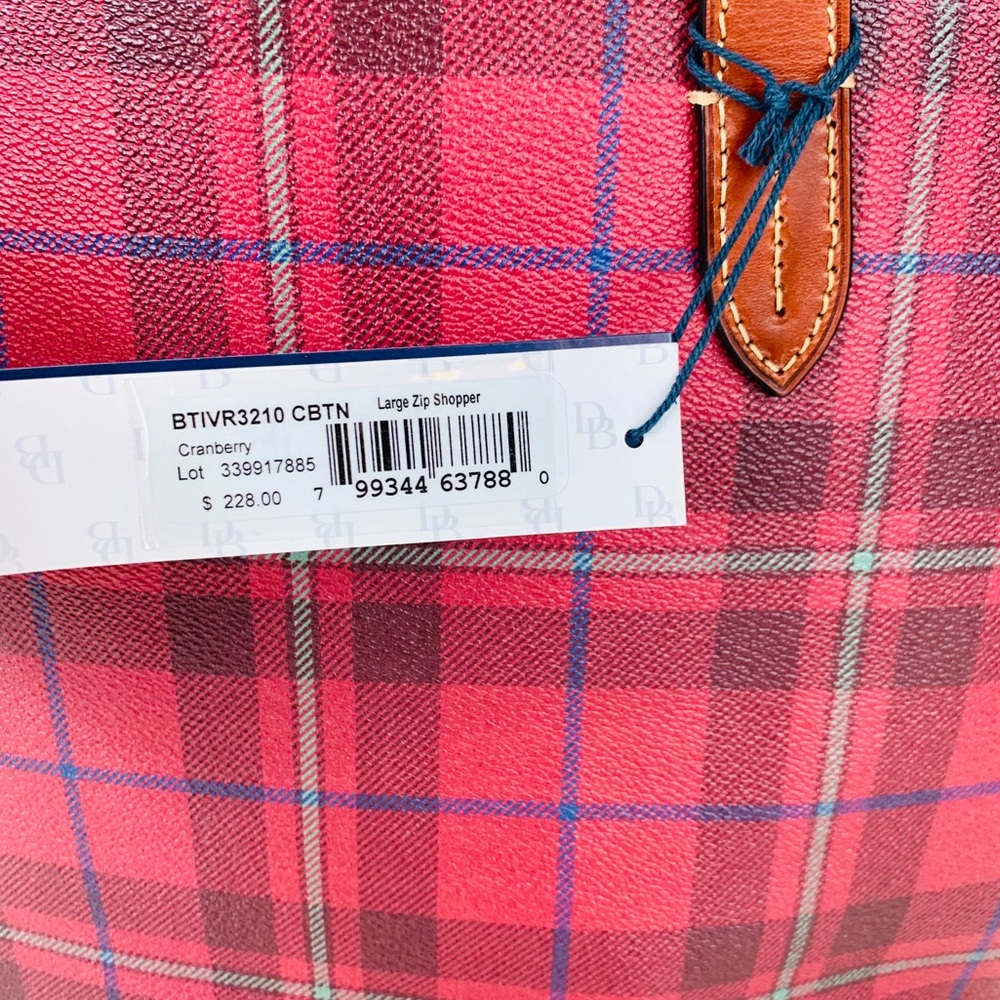 NWT DOONEY & BOURKE TOTE Cranberry Tiverton Plaid - Picture 6 of 12